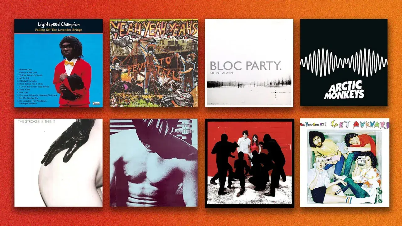 Huit pochettes d'albums iconiques, de Bloc Party à Arctic Monkeys, un véritable battage médiatique pour ces classiques du rock indépendant.