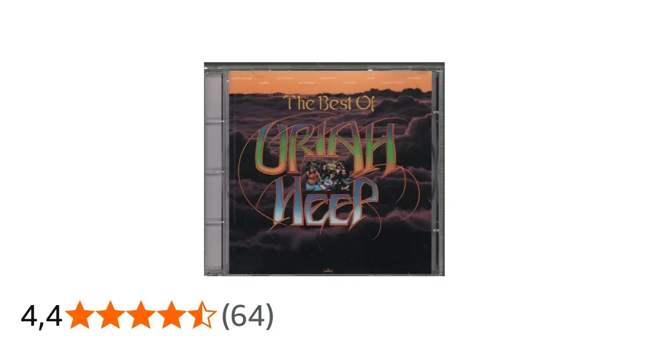 Pochette du CD "The Best Of Uriah Heep", un classique des albums de Uriah Heep, avec un ciel orageux et le nom du groupe en lettres stylisées.