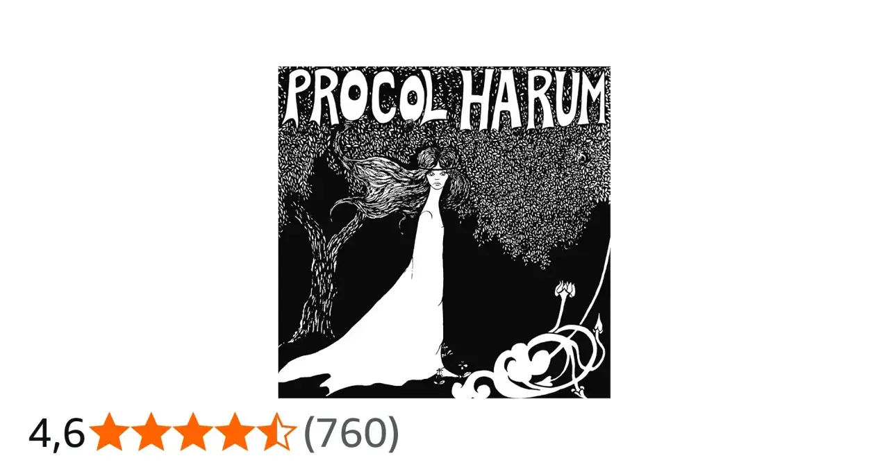 Illustration noir et blanc de Procol Harum avec une femme et des arbres.