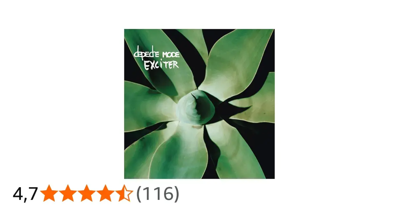 Pochette de l'album "Exciter" de Depeche Mode, avec une plante verte stylisée.