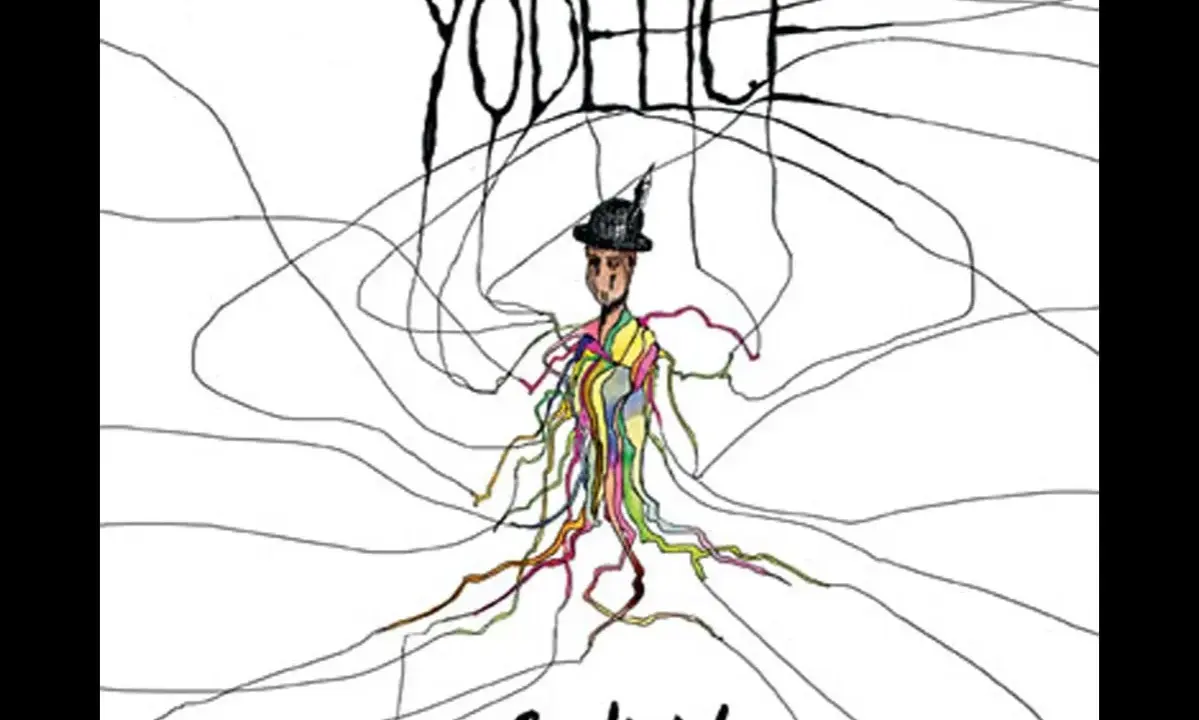 Couverture de l'album "Cardioid" de Yodelice, avec un personnage stylisé et des lignes abstraites.