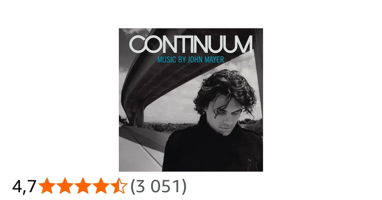 Pochette de l'album "Continuum" de John Mayer, avec le chanteur en gros plan sous un pont.