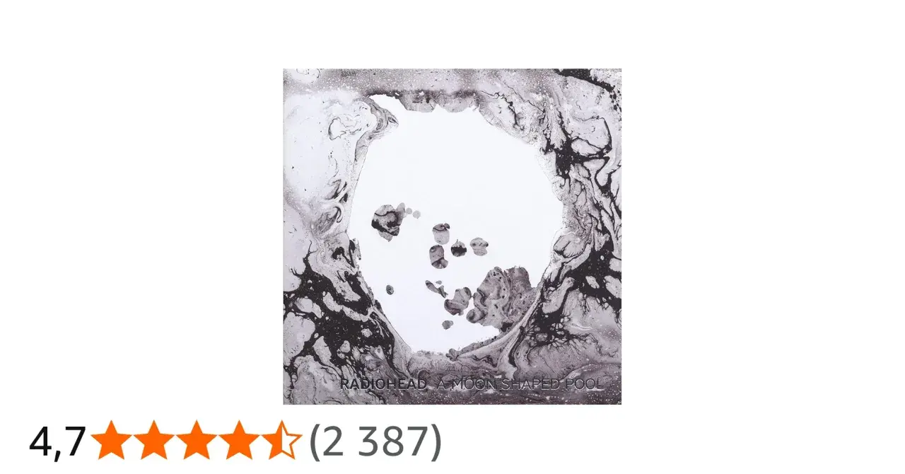 Pochette de l'album "A Moon Shaped Pool" de Radiohead, avec un design abstrait en noir et blanc.
