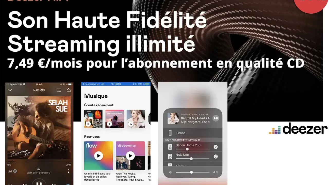 Deezer HiFi : son haute fidélité en qualité CD, streaming illimité pour 7,49€/mois. Profitez de Deezer lossless.