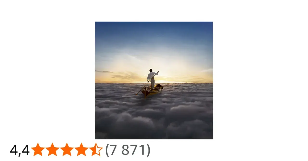Un homme rame dans un bateau sur une mer de nuages, naviguant sur une **endless river** sous un ciel de crépuscule.