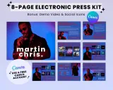 Press kit artiste : Martin Chris, pop star, discographie, performances et statistiques d'audience.