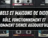 Les labels et maisons de disque : leur rôle, leur fonctionnement et comment signer aujourd'hui. L'image présente des cassettes audio vintage.