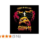 Pochette de l'album "Order in Decline" de Sum 41, avec un crâne jaune et rouge, des mains rouges et une silhouette humaine.