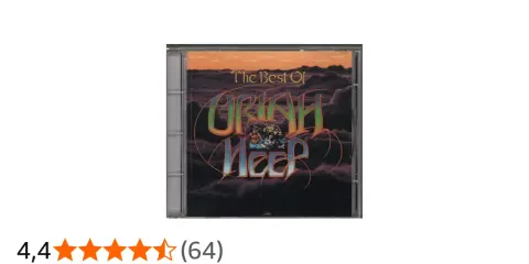 Pochette du CD "The Best Of Uriah Heep", un classique des albums de Uriah Heep, avec un ciel orageux et le nom du groupe en lettres stylisées.