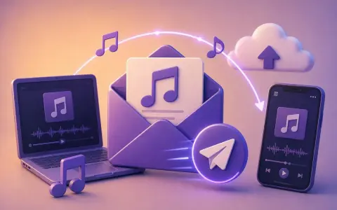 Ordinateur, smartphone, enveloppe et nuage symbolisent l'enregistrement sonore et l'édition musicale, avec des notes de musique flottant.