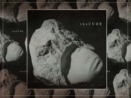 Pochette de l'album "Songs of a Lost World" de The Cure, avec des gros plans de rochers texturés.