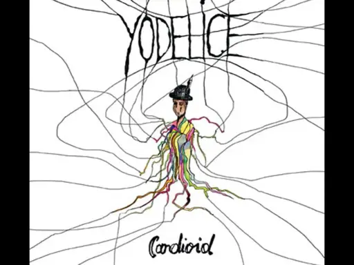 Couverture de l'album "Cardioid" de Yodelice, avec un personnage stylisé et des lignes abstraites.