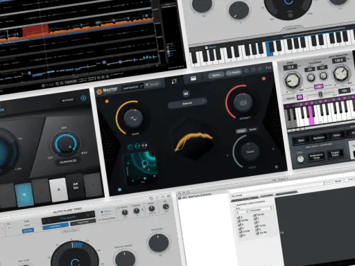 Interfaces de logiciels pour l'autotune fl studio gratuit, avec des claviers virtuels et des réglages de pitch.