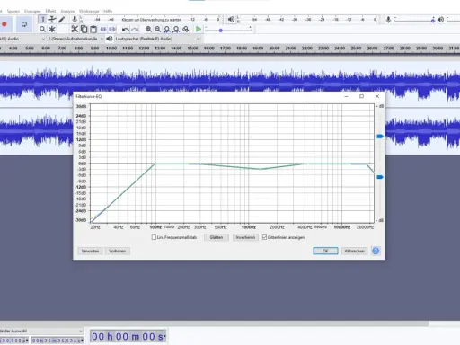 Interface d'un logiciel audio montrant une courbe d'égalisation (eq vst) ajustée pour modifier le son.