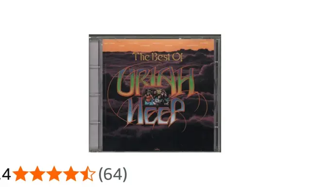 Pochette du CD "The Best Of Uriah Heep", un classique des albums de Uriah Heep, avec un ciel orageux et le nom du groupe en lettres stylisées.