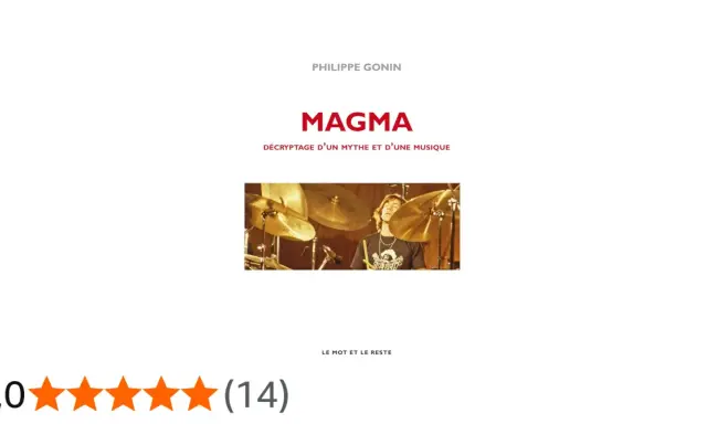 Livre "Magma : décryptage d'un mythe et d'une musique" par Philippe Gonin. Un batteur du groupe Magma en pleine action.