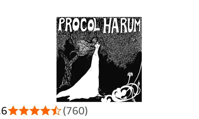 Illustration noir et blanc de Procol Harum avec une femme et des arbres.