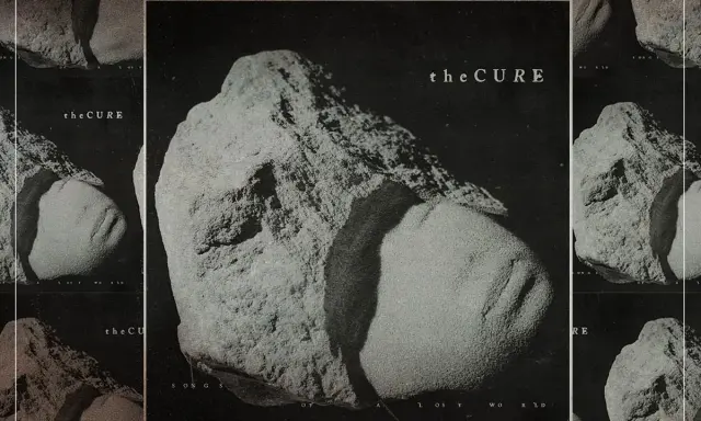 Pochette de l'album "Songs of a Lost World" de The Cure, avec des gros plans de rochers texturés.