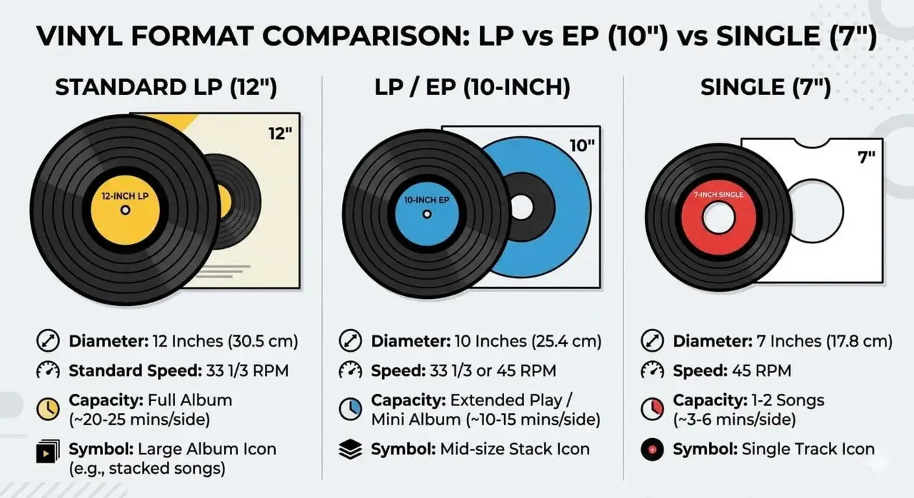 Un single vinyle, c'est quoi ? Un disque de 7 pouces, 45 tours, pour 1 à 2 chansons. Idéal pour un tube !