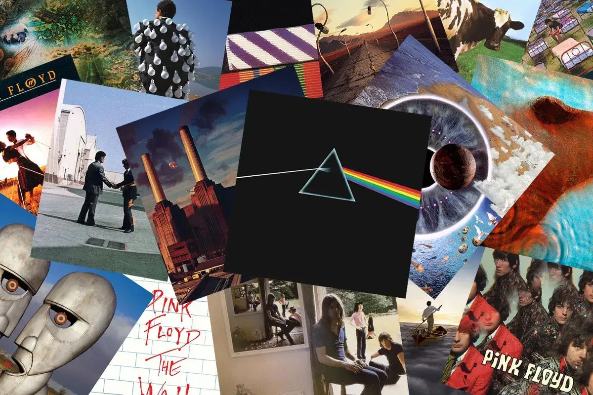 Collage d'albums emblématiques de Pink Floyd : le prisme de 